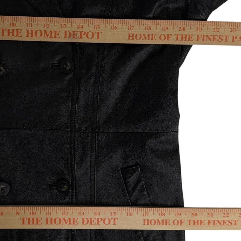 Lee Outerwear Double Breasted Genuine Leather Car Coat Quilted Lining Mens Small - Picture 10 of 14